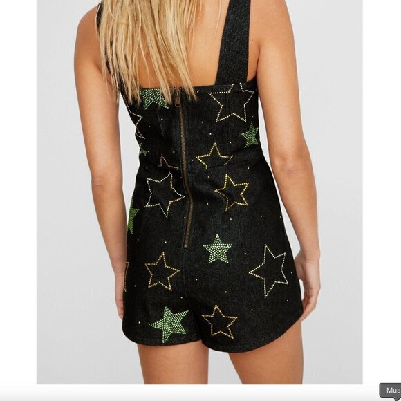 Nasty Gal Star Hotfix Denim Playsuit, NWT, Size 8 - Picture 3 of 9